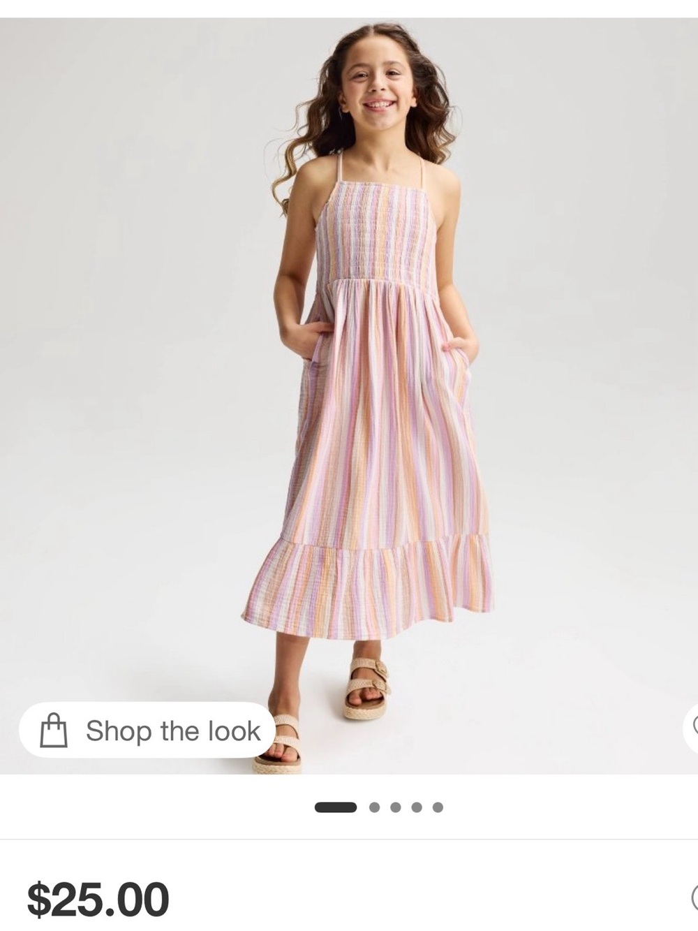 Cat & Jack Girls' Pink Multi-Stripe Smocked Maxi Dress- still selling for $25!